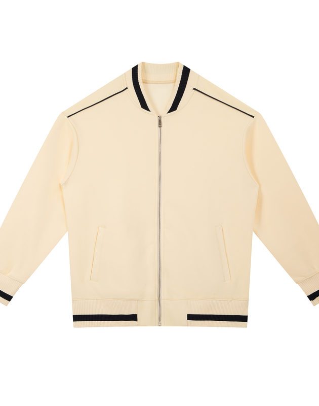 Contrast Piping Zip Bomber Jacket