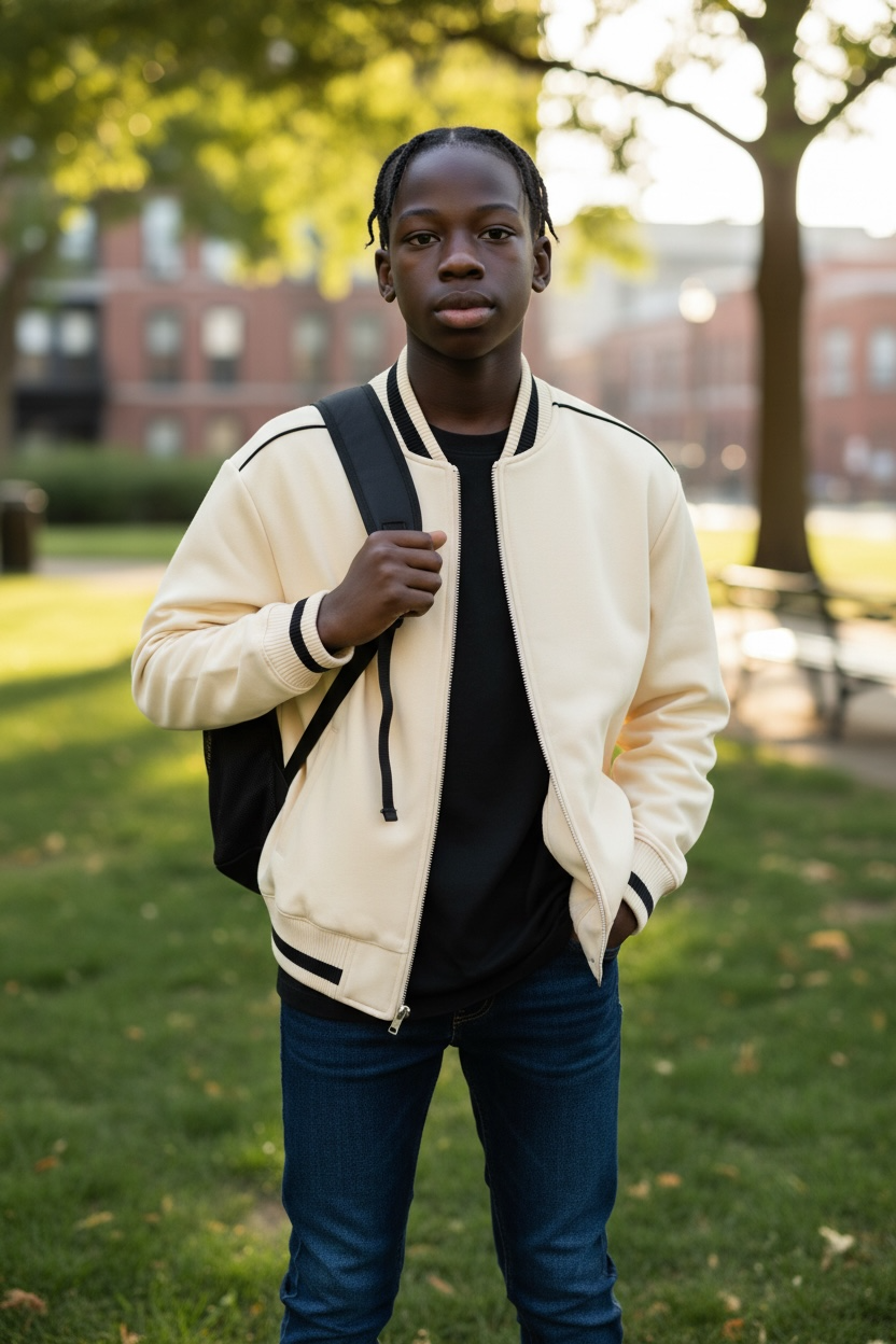 Contrast Piping Zip Bomber Jacket